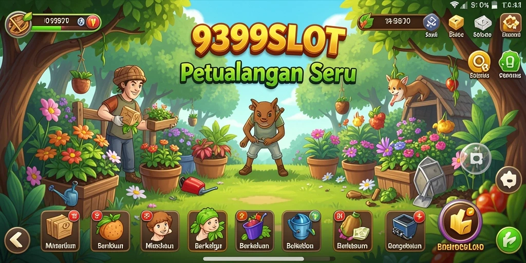 Tampilan screenshot <strong>9399SLOT</strong> menunjukkan aktivitas berkebun yang seru.