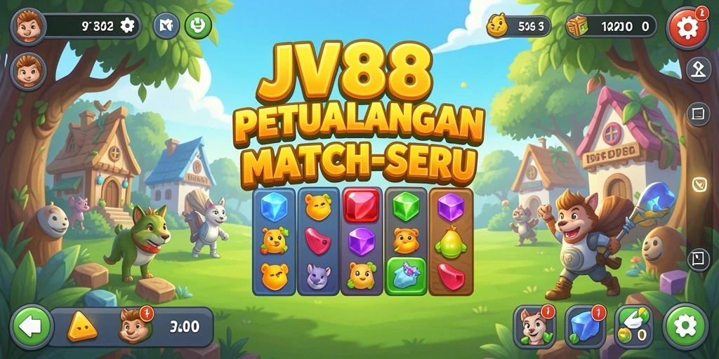 Tangkapan layar gameplay JV88 menampilkan keasyikan mencocokkan item.