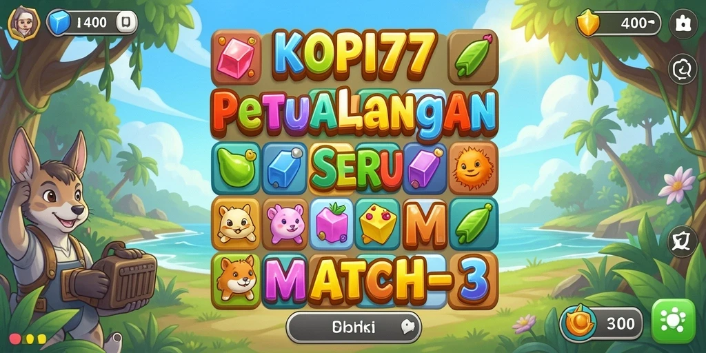 Tangkapan layar KOPI77 menampilkan aksi mencocokkan kopi yang seru.