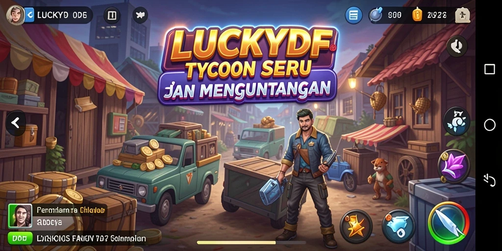 Tampilan gameplay seru dalam LUCKYDF dengan elemen Tycoon yang menarik.