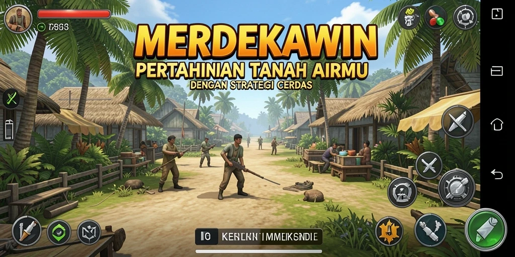 Screenshot gameplay dari MERDEKAWIN menunjukkan serangan musuh yang mendebarkan.