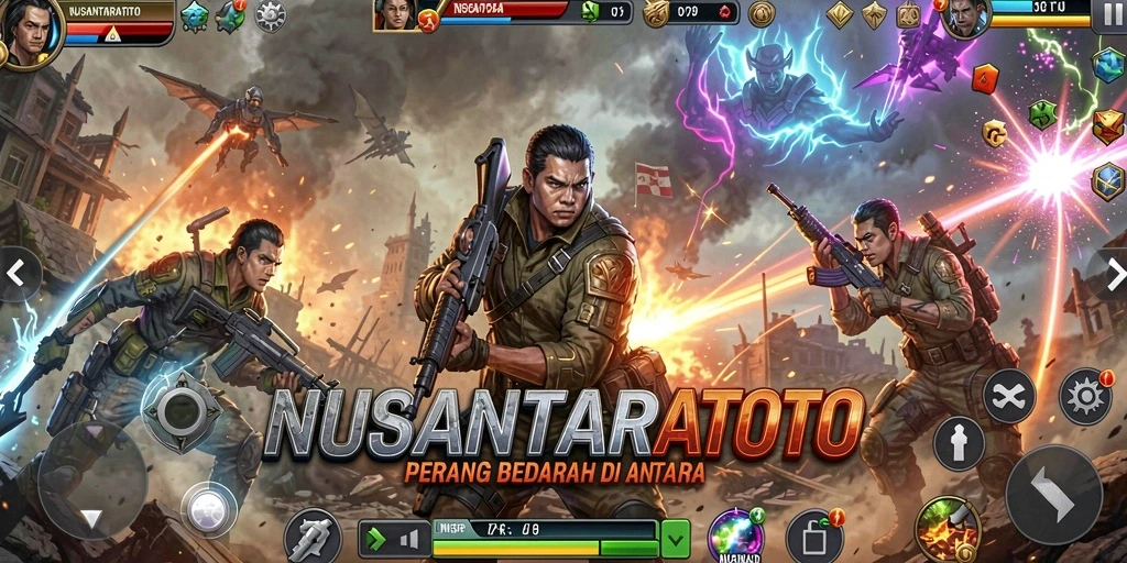 Screenshot gameplay NUSANTARATOTO dengan aksi tempur intens.