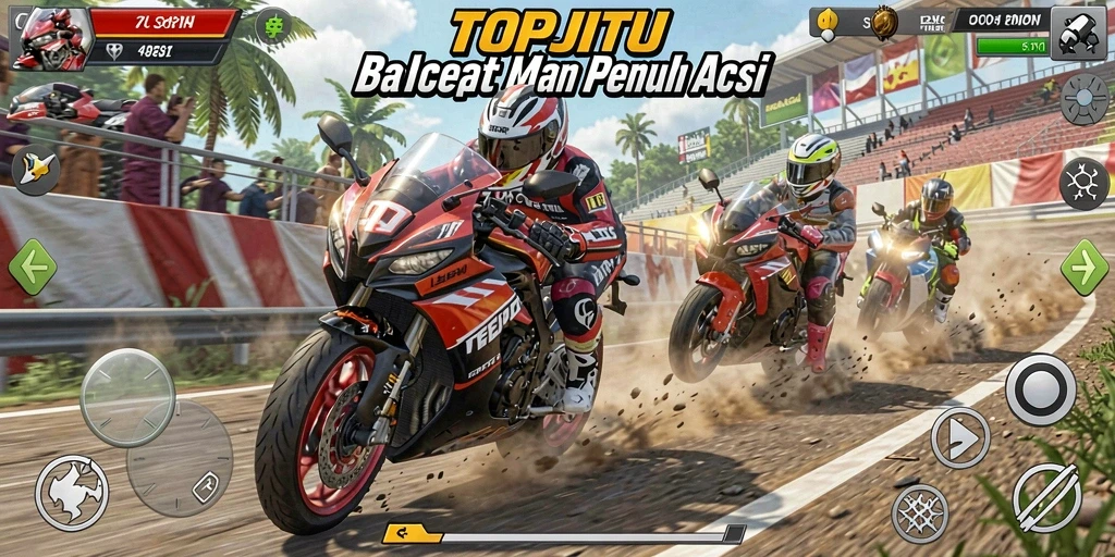 Gameplay menegangkan dengan motor balap cepat di TOPJITU.