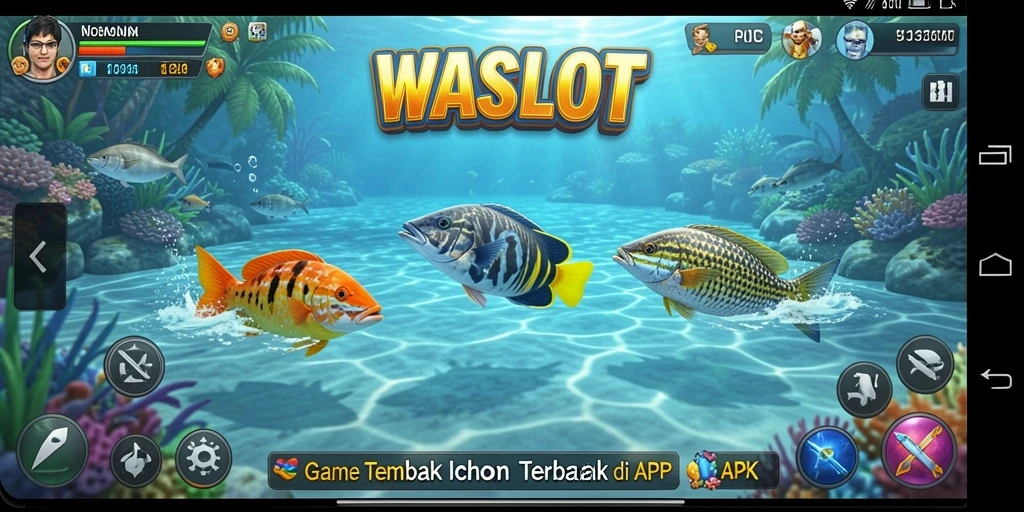 Screenshot WASLOT menampilkan aksi menembak ikan yang seru.