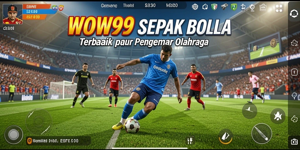 Screenshot WOW99 menampilkan aksi seru dalam permainan sepak bola.