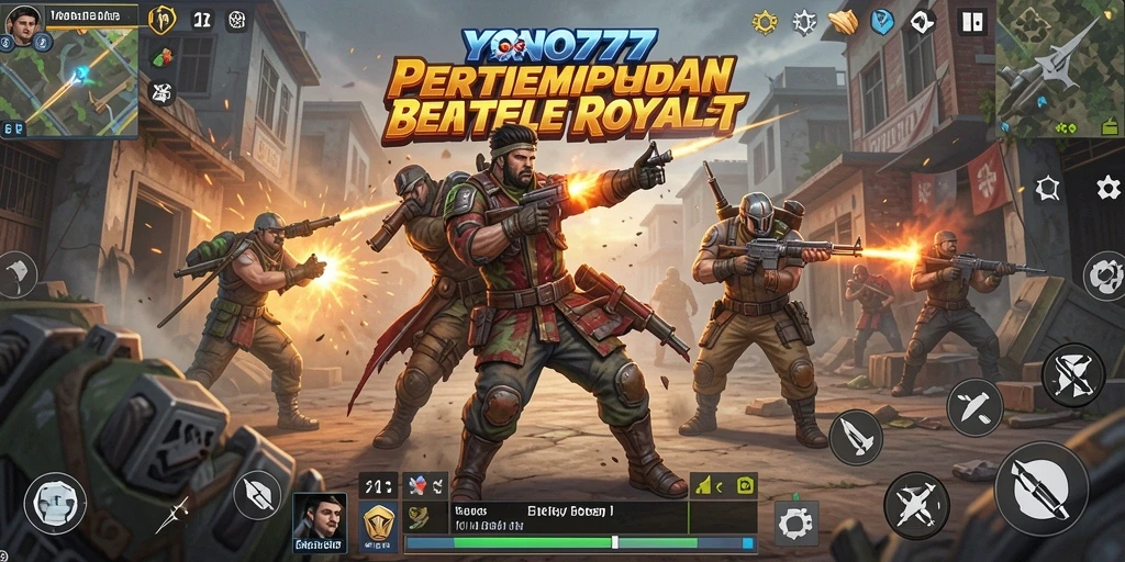Screenshot gameplay YONO777 yang menunjukkan pertempuran intens di Battle Royale.